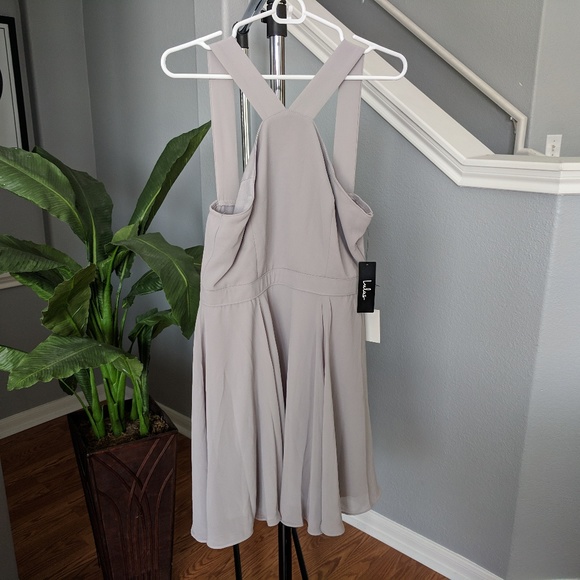 NWT Lulu's Forevermore gray skater halter dress - Picture 5 of 8
